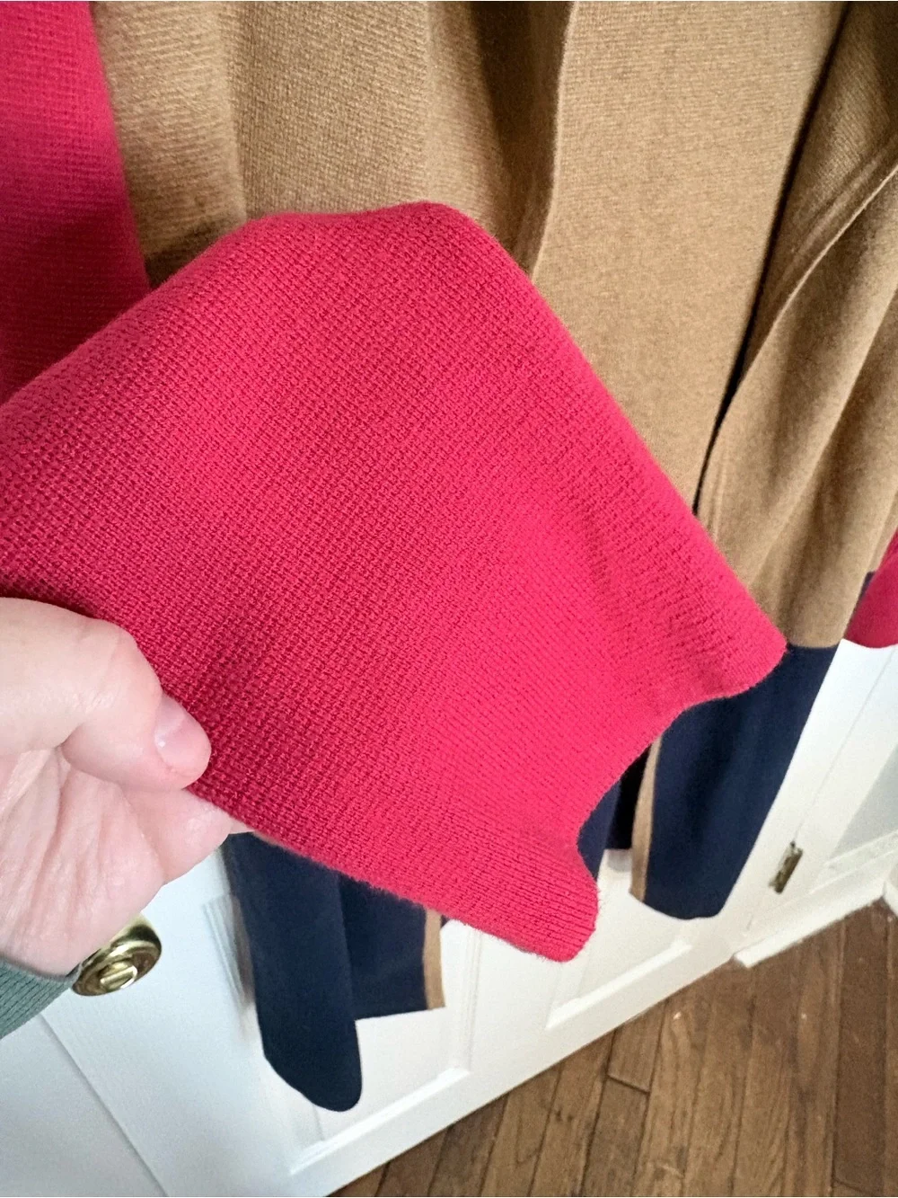 J.Crew Colorblock Longline Open Front Sweater Cardigan Size M 100% Cotton